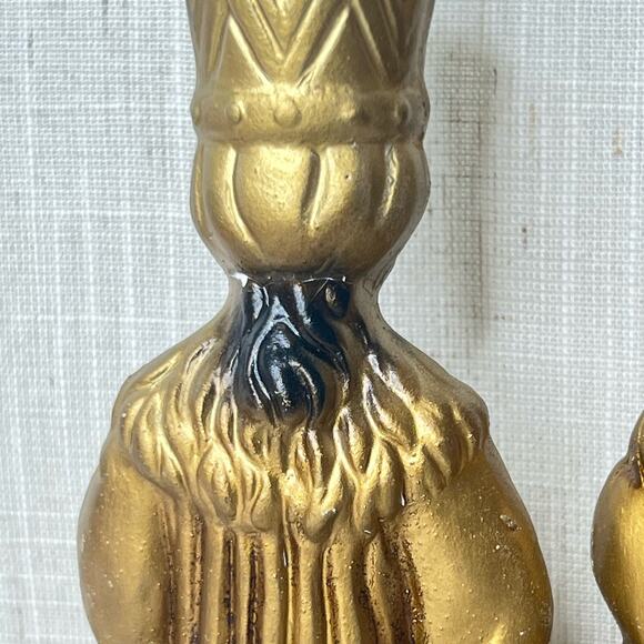 Vintage Mid Century 3 King Candle Holder Painted Plaster Wisemen Christmas Decor - Picture 6 of 13